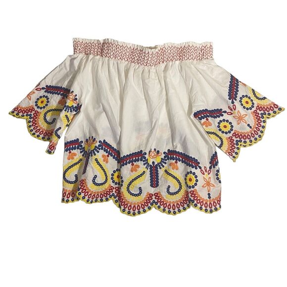 Romeo & Juliet Couture Tops - Romeo + Juliet Mexican Embroidered Off‎ the Shoulder Top Size L Boho Cottagecore